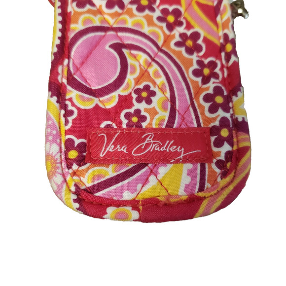 Vera Bradley Quilted Wristlet Case Raspberry Fizz Pink Floral Paisley Phone Case - Picture 7 of 7